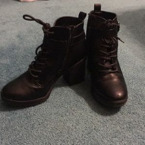 black heel combat style boots